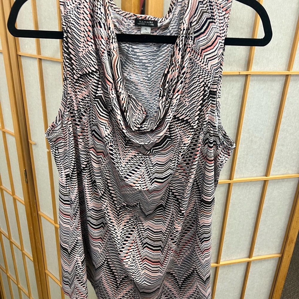 Tahari Black and Pink Cowl Neck Sleeveless Camisole